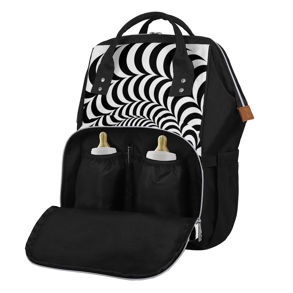 Black And White Circle Illusion Print Diaper Bag