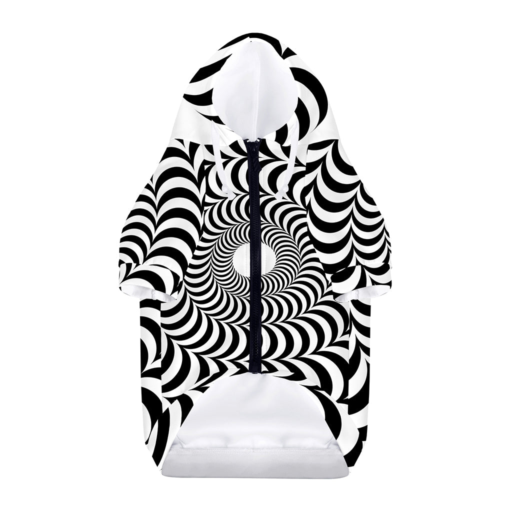 Black And White Circle Illusion Print Dog Zip Up Hoodie
