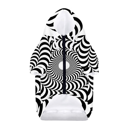 Black And White Circle Illusion Print Dog Zip Up Hoodie