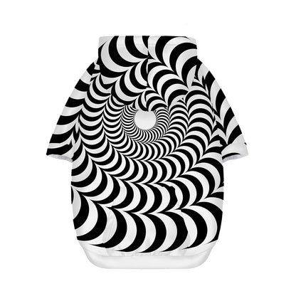 Black And White Circle Illusion Print Dog Zip Up Hoodie