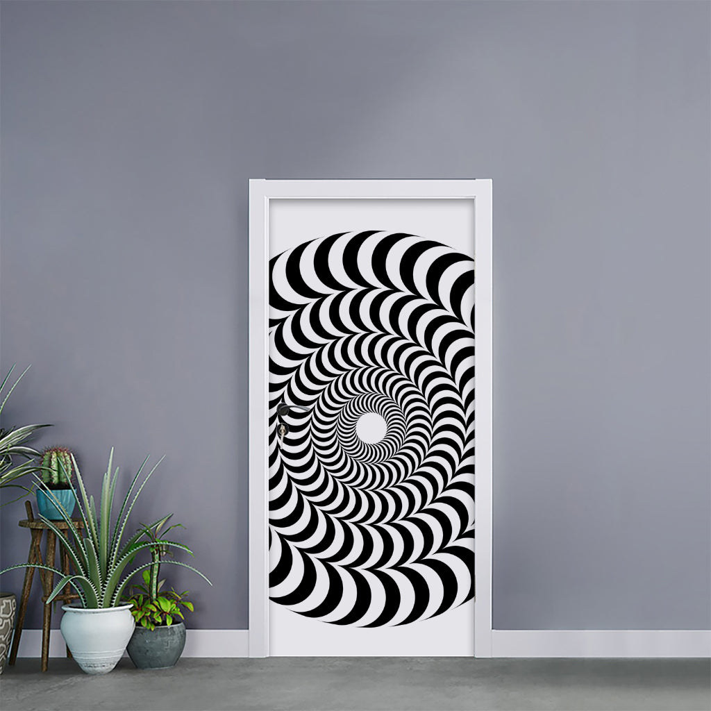 Black And White Circle Illusion Print Door Sticker