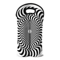 Black And White Circle Illusion Print Double Neoprene Wine Tote