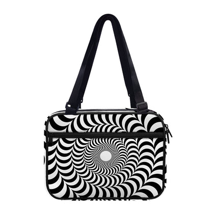Black And White Circle Illusion Print Double Strap Bible Bag