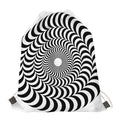 Black And White Circle Illusion Print Drawstring Bag