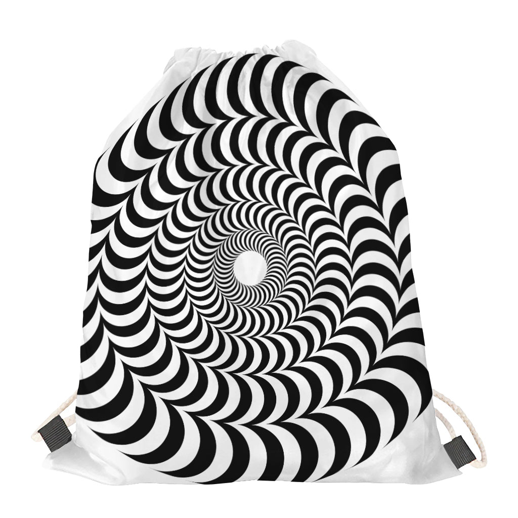 Black And White Circle Illusion Print Drawstring Bag