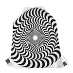 Black And White Circle Illusion Print Drawstring Bag
