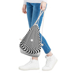 Black And White Circle Illusion Print Drawstring Bag