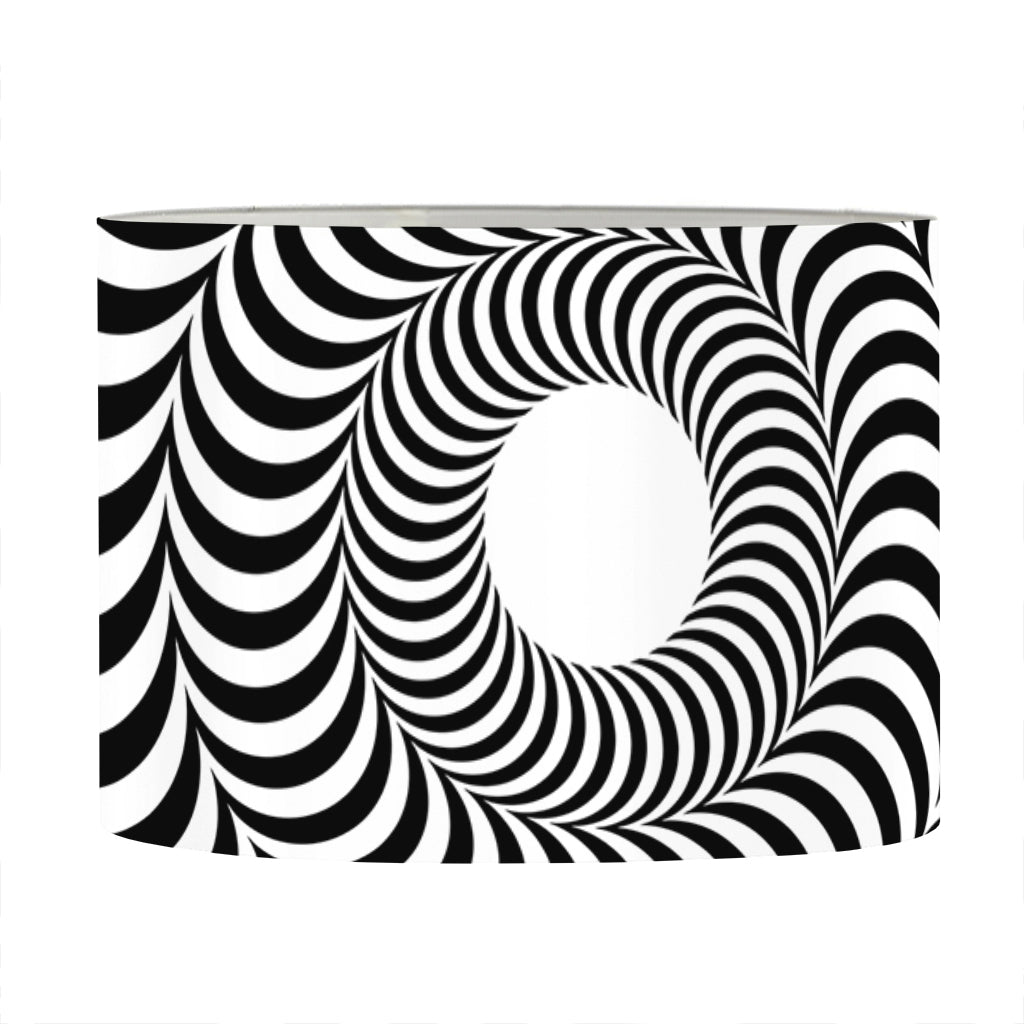 Black And White Circle Illusion Print Drum Lamp Shade