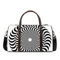 Black And White Circle Illusion Print Duffel Bag