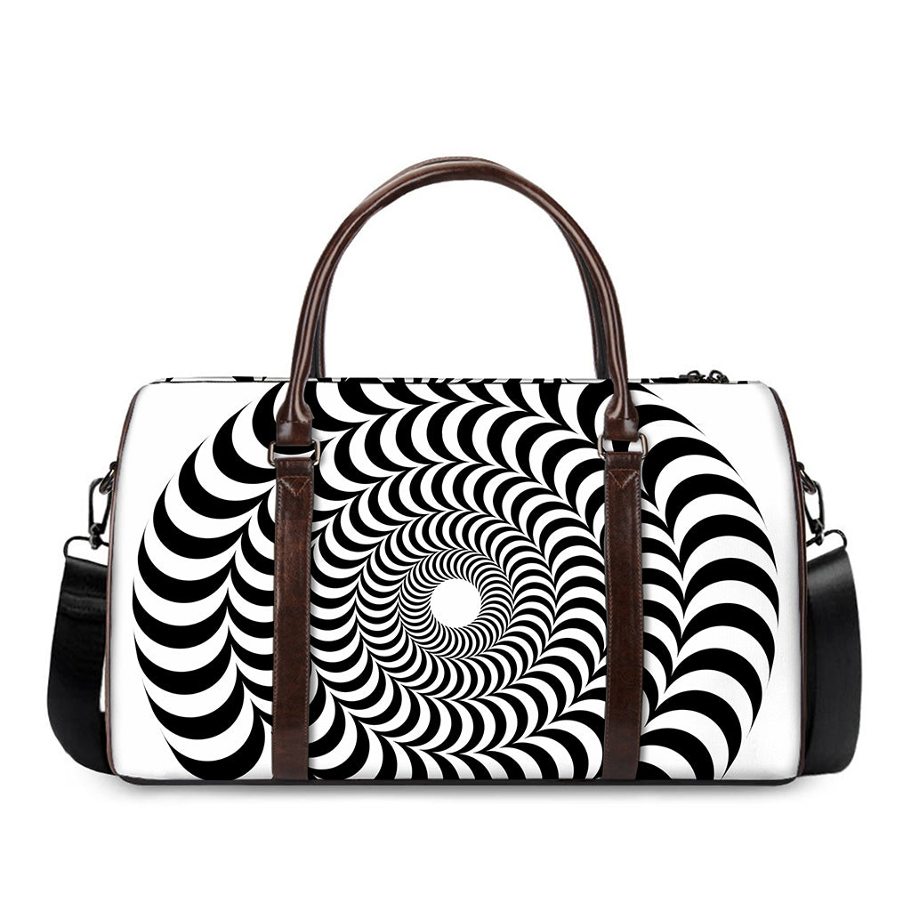 Black And White Circle Illusion Print Duffle Bag
