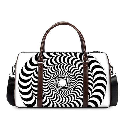Black And White Circle Illusion Print Duffle Bag