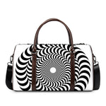 Black And White Circle Illusion Print Duffle Bag