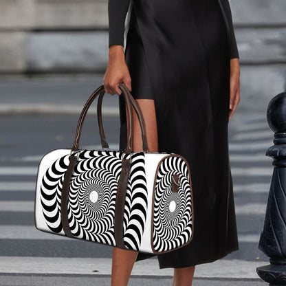 Black And White Circle Illusion Print Duffle Bag