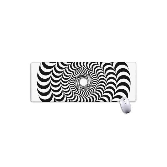 Black And White Circle Illusion Print Extended Mouse Pad