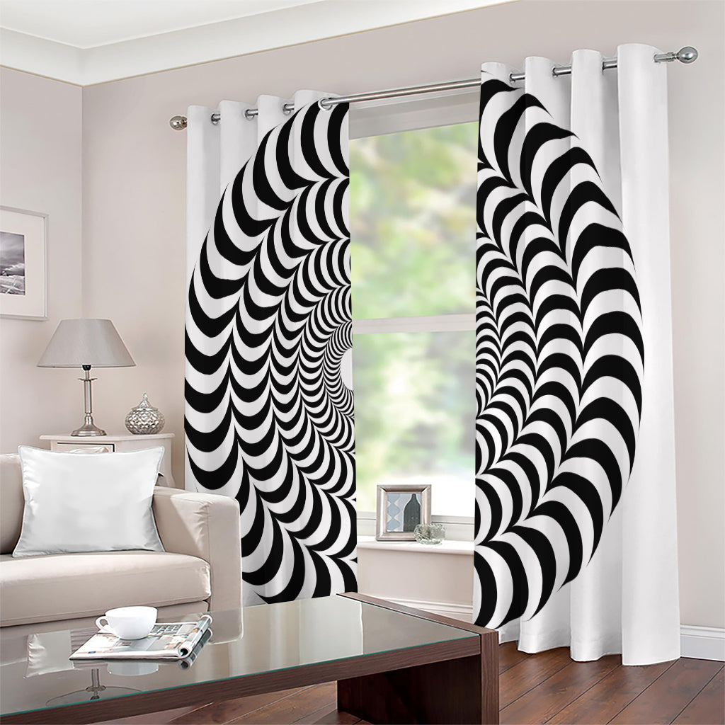 Black And White Circle Illusion Print Extra Wide Grommet Curtains
