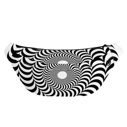 Black And White Circle Illusion Print Fanny Pack
