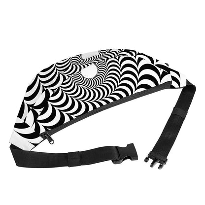 Black And White Circle Illusion Print Fanny Pack