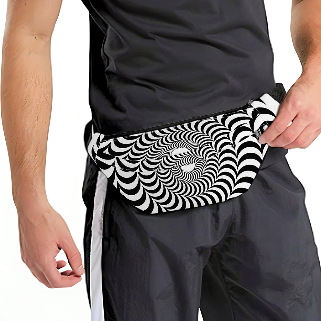 Black And White Circle Illusion Print Fanny Pack