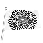 Black And White Circle Illusion Print Flag