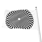 Black And White Circle Illusion Print Flag