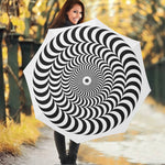Black And White Circle Illusion Print Foldable Umbrella