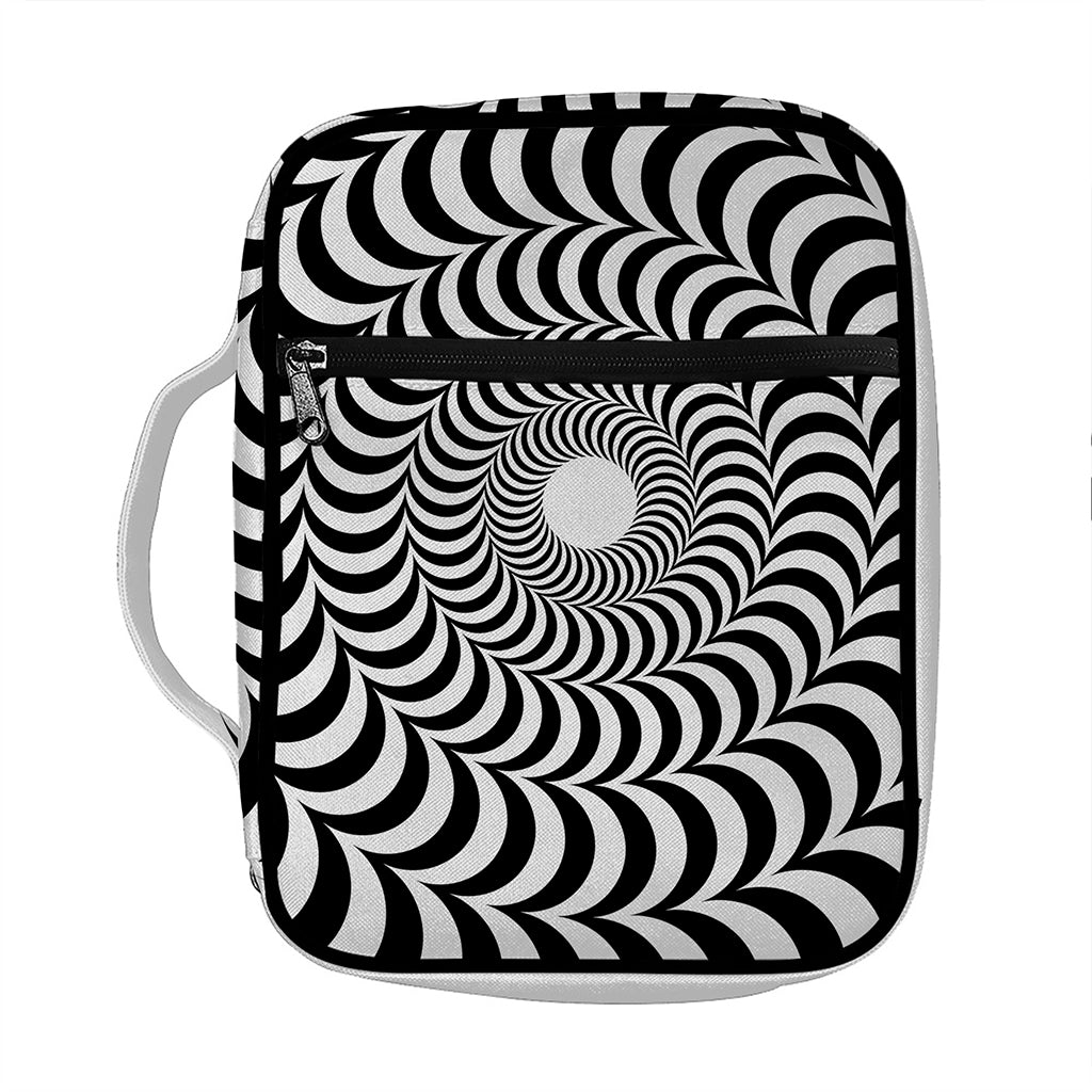 Black And White Circle Illusion Print Front Pocket Bible Bag