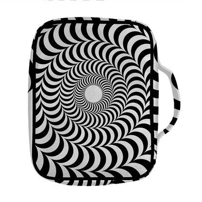Black And White Circle Illusion Print Front Pocket Bible Bag