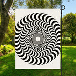 Black And White Circle Illusion Print Garden Flag