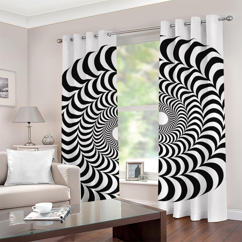 Black And White Circle Illusion Print Grommet Curtains