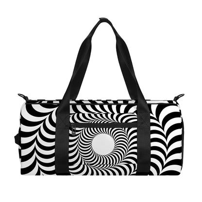 Black And White Circle Illusion Print Gym Bag