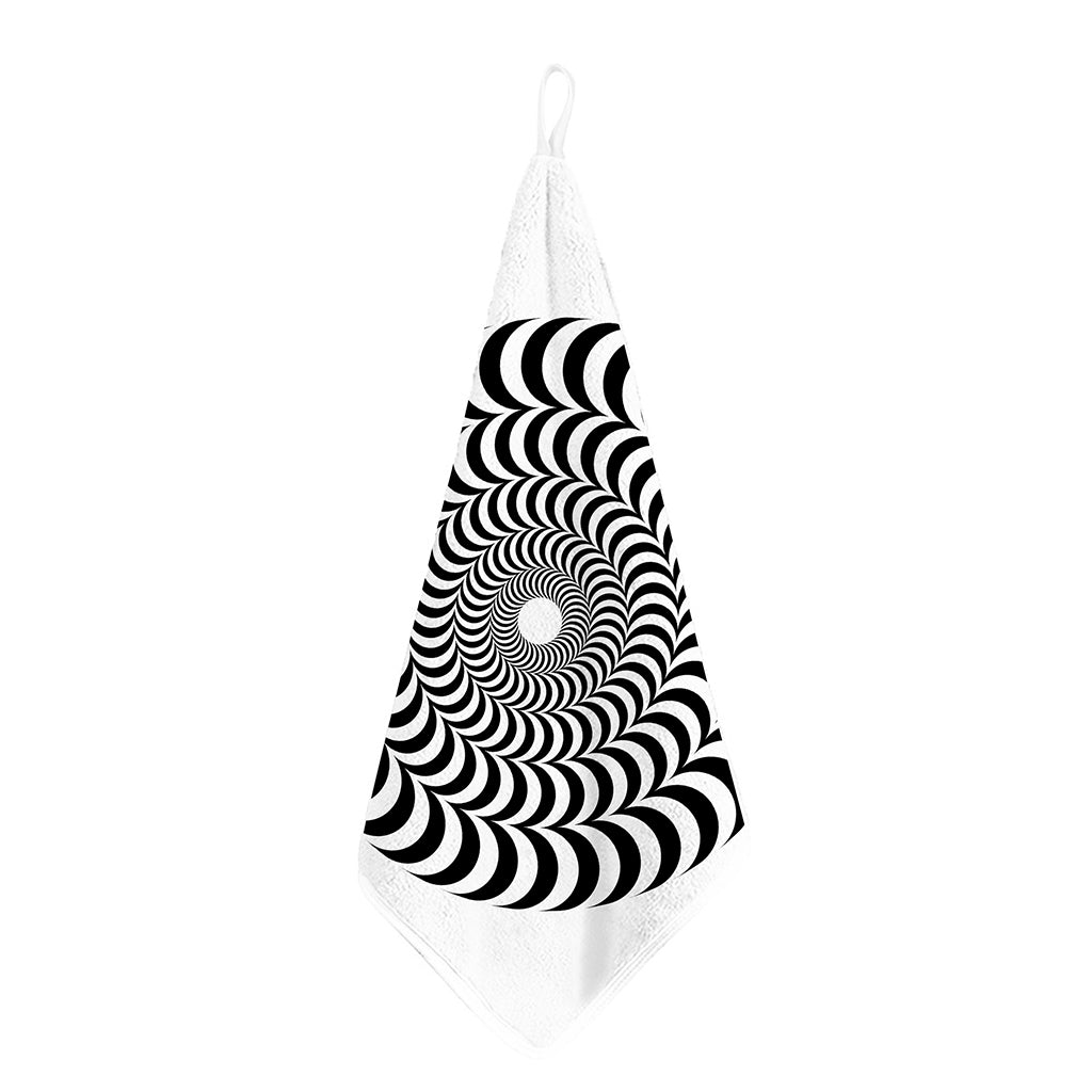 Black And White Circle Illusion Print Hand Towel
