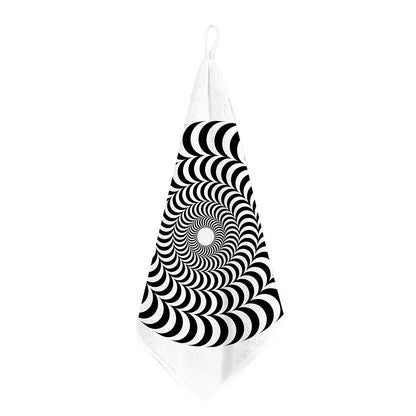 Black And White Circle Illusion Print Hand Towel