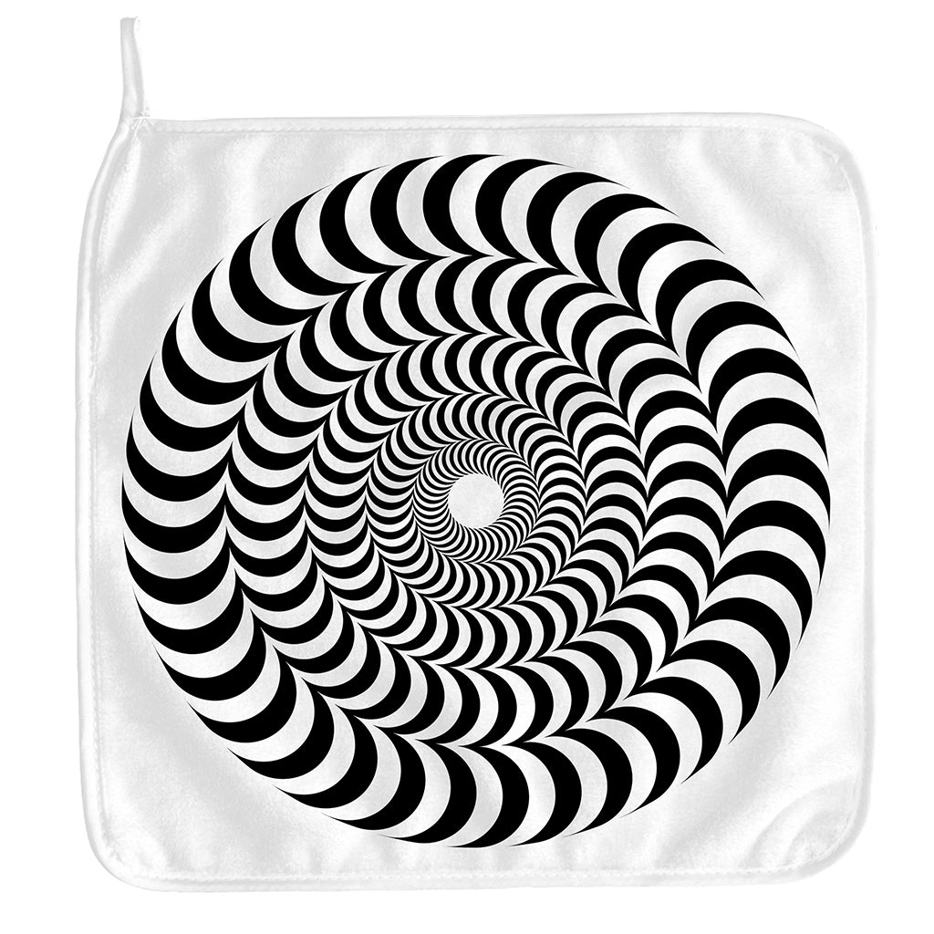 Black And White Circle Illusion Print Hand Towel