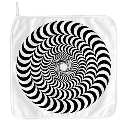 Black And White Circle Illusion Print Hand Towel