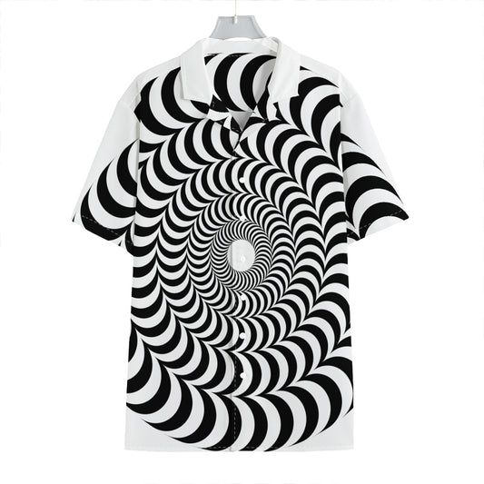 Black And White Circle Illusion Print Hawaiian Shirt