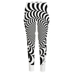 Black And White Circle Illusion Print High-Waisted Pocket Leggings
