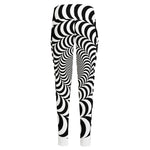 Black And White Circle Illusion Print High-Waisted Pocket Leggings