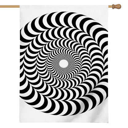 Black And White Circle Illusion Print House Flag