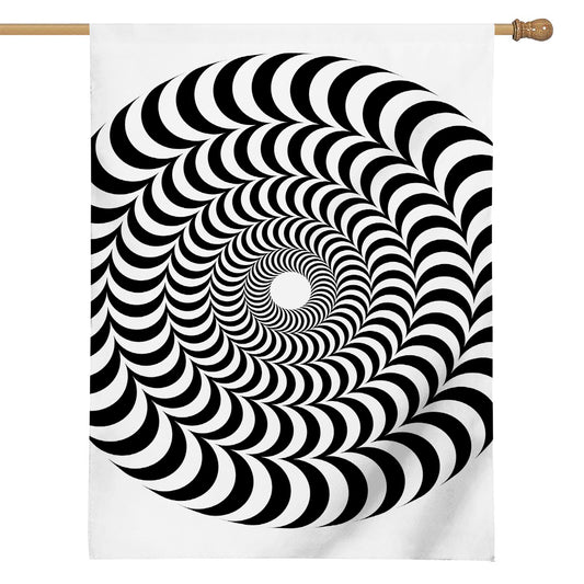 Black And White Circle Illusion Print House Flag