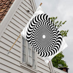 Black And White Circle Illusion Print House Flag
