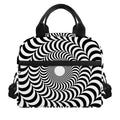 Black And White Circle Illusion Print Insulated Lunch Bag