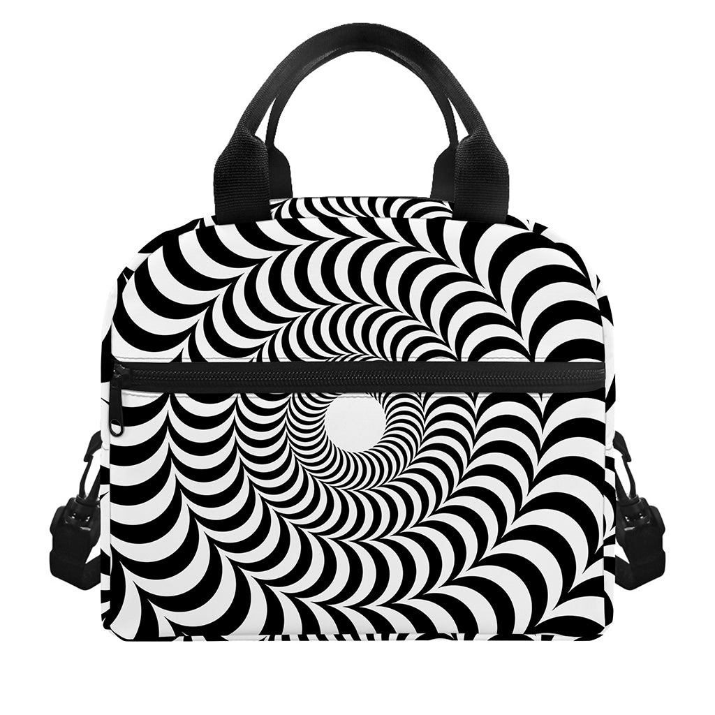 Black And White Circle Illusion Print Insulated Lunch Bag