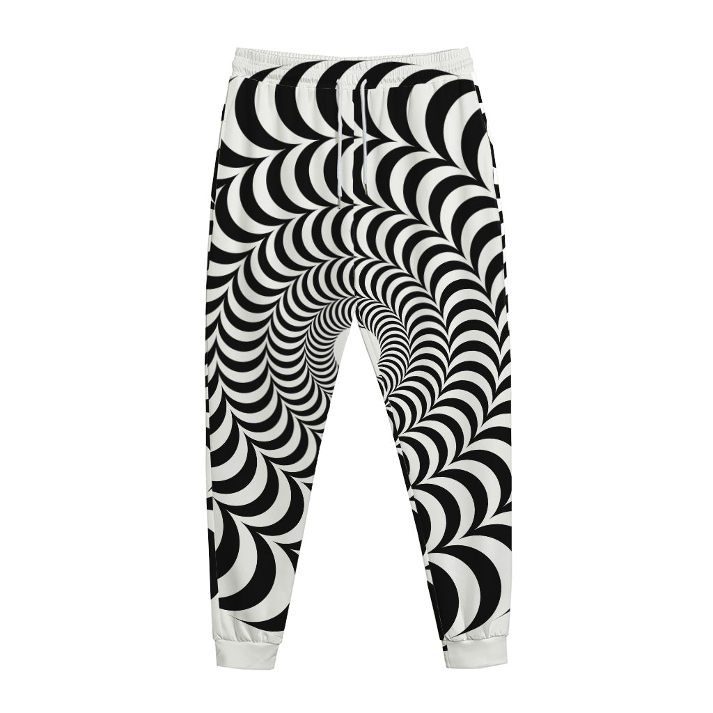 Black And White Circle Illusion Print Jogger Pants