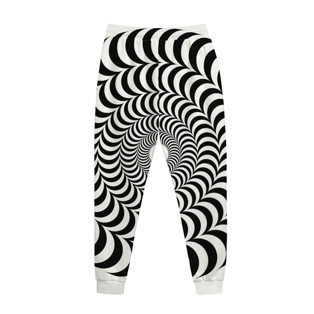 Black And White Circle Illusion Print Jogger Pants