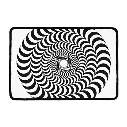 Black And White Circle Illusion Print Kitchen Mat