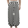 Black And White Circle Illusion Print Lantern Pants