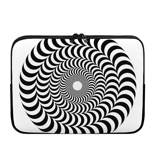 Black And White Circle Illusion Print Laptop Sleeve