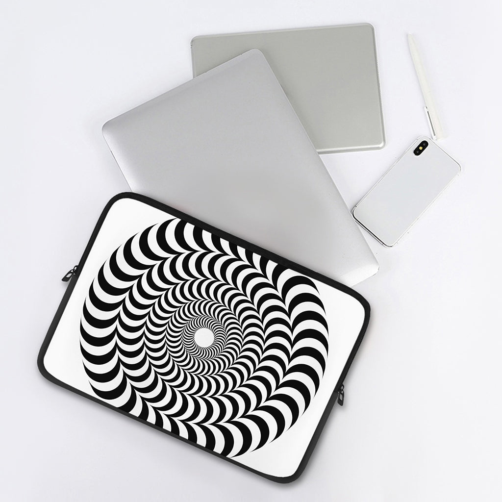 Black And White Circle Illusion Print Laptop Sleeve