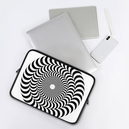Black And White Circle Illusion Print Laptop Sleeve