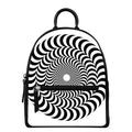 Black And White Circle Illusion Print Leather Backpack